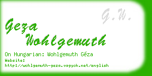 geza wohlgemuth business card